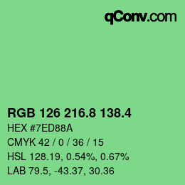 カラーコード: RGB 126 216.8 138.4 | qconv.com