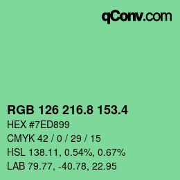 カラーコード: RGB 126 216.8 153.4 | qconv.com