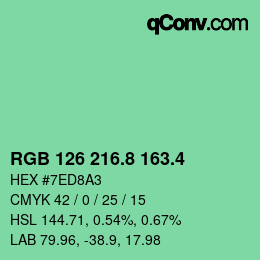 カラーコード: RGB 126 216.8 163.4 | qconv.com