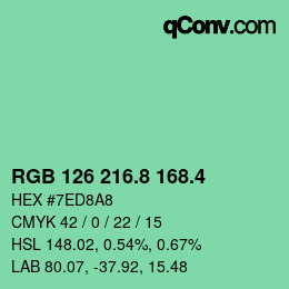 カラーコード: RGB 126 216.8 168.4 | qconv.com