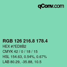 カラーコード: RGB 126 216.8 178.4 | qconv.com