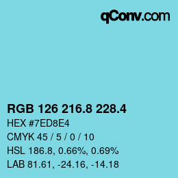 カラーコード: RGB 126 216.8 228.4 | qconv.com