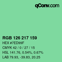 颜色代码: RGB 126 217 159 | qconv.com