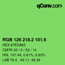 カラーコード: RGB 126 218.2 101.6 | qconv.com