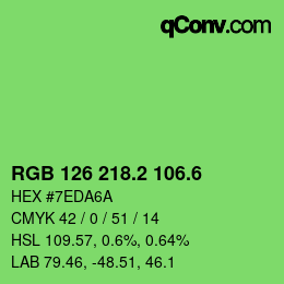 カラーコード: RGB 126 218.2 106.6 | qconv.com