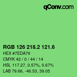 カラーコード: RGB 126 218.2 121.6 | qconv.com