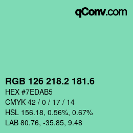 カラーコード: RGB 126 218.2 181.6 | qconv.com