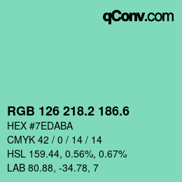 カラーコード: RGB 126 218.2 186.6 | qconv.com