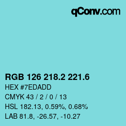 カラーコード: RGB 126 218.2 221.6 | qconv.com