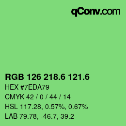 カラーコード: RGB 126 218.6 121.6 | qconv.com