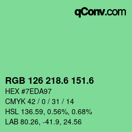 カラーコード: RGB 126 218.6 151.6 | qconv.com