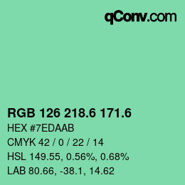 カラーコード: RGB 126 218.6 171.6 | qconv.com