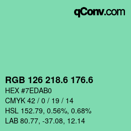カラーコード: RGB 126 218.6 176.6 | qconv.com