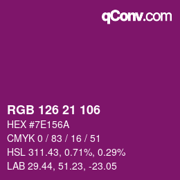 Color code: RGB 126 21 106 | qconv.com