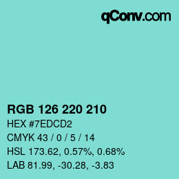 Color code: RGB 126 220 210 | qconv.com