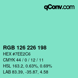 颜色代码: RGB 126 226 198 | qconv.com