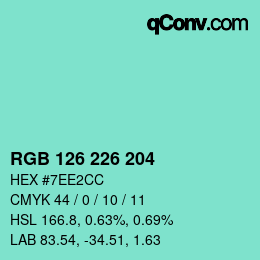 颜色代码: RGB 126 226 204 | qconv.com