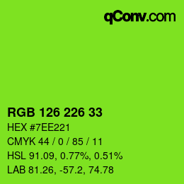 Color code: RGB 126 226 33 | qconv.com