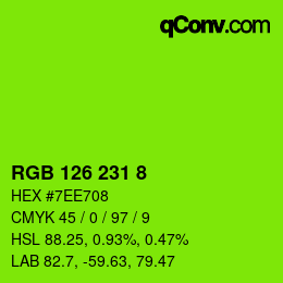 Color code: RGB 126 231 8 | qconv.com
