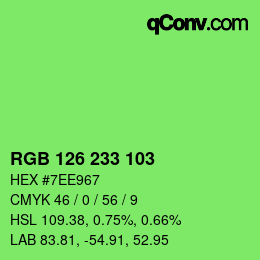 Color code: RGB 126 233 103 | qconv.com