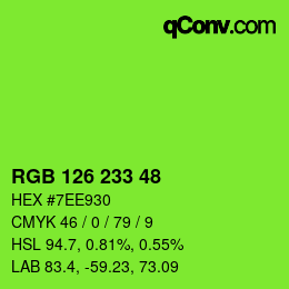 颜色代码: RGB 126 233 48 | qconv.com
