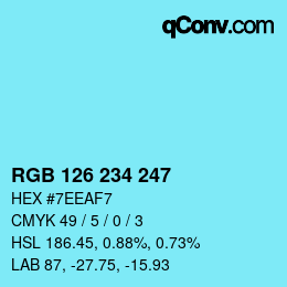 颜色代码: RGB 126 234 247 | qconv.com