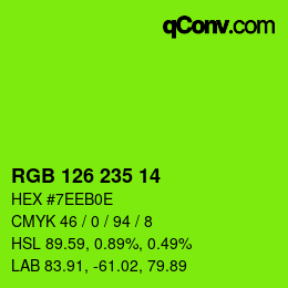 カラーコード: RGB 126 235 14 | qconv.com