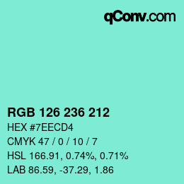 Color code: RGB 126 236 212 | qconv.com