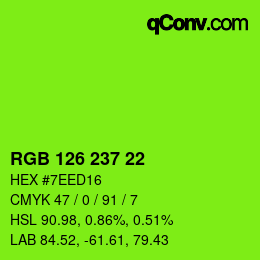 Color code: RGB 126 237 22 | qconv.com