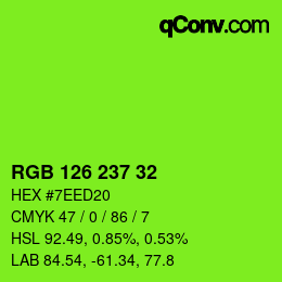 Color code: RGB 126 237 32 | qconv.com