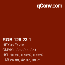 Color code: RGB 126 23 1 | qconv.com