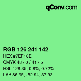 Color code: RGB 126 241 142 | qconv.com