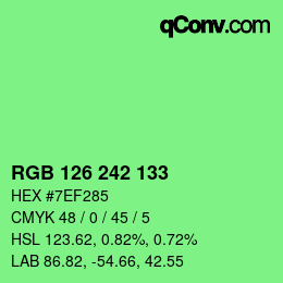 Color code: RGB 126 242 133 | qconv.com
