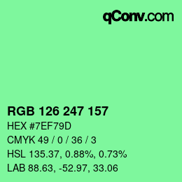 颜色代码: RGB 126 247 157 | qconv.com