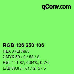Color code: RGB 126 250 106 | qconv.com