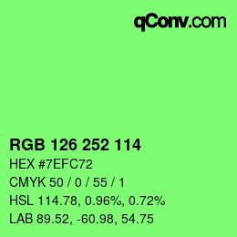 Color code: RGB 126 252 114 | qconv.com