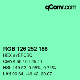 Color code: RGB 126 252 188 | qconv.com