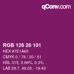 Color code: RGB 126 26 101 | qconv.com