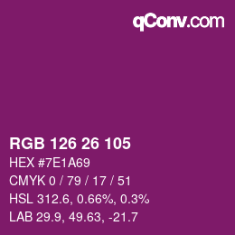 Color code: RGB 126 26 105 | qconv.com
