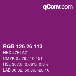Color code: RGB 126 26 113 | qconv.com