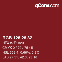 Color code: RGB 126 26 32 | qconv.com