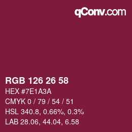 Color code: RGB 126 26 58 | qconv.com