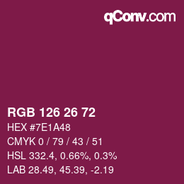 Color code: RGB 126 26 72 | qconv.com