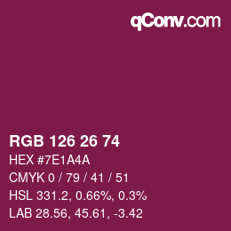 Color code: RGB 126 26 74 | qconv.com