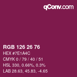 Color code: RGB 126 26 76 | qconv.com