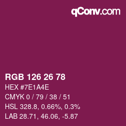Color code: RGB 126 26 78 | qconv.com
