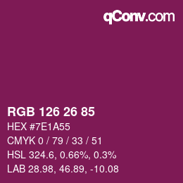Color code: RGB 126 26 85 | qconv.com