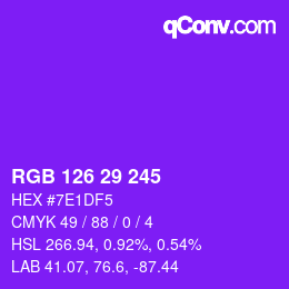 Color code: RGB 126 29 245 | qconv.com