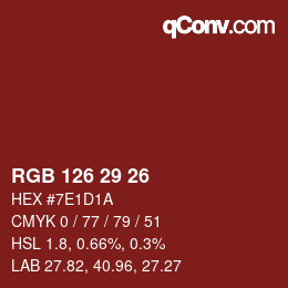 Color code: RGB 126 29 26 | qconv.com