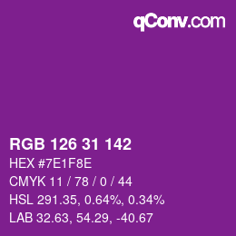 Color code: RGB 126 31 142 | qconv.com